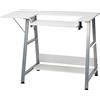 Sewing Online Piccolo Tavolo da Cucito, Bianco con Gambe Argento - Tavolo per Macchina da Cucire con Piattaforma Regolabile, Estensione per Ribalta e Ripiano Portaoggetti. Da utilizzare come tavolo