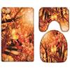 A.Monamour Set Tappeti Bagno 3 Pezzi Sole Splendente Attraverso Foglie Di Acero Arancione Autunno Stagione Autunnale Scenario Naturale Antiscivolo Morbidi Assorbente Lavabile Tappetini per Il Bagno