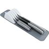 Generic Vassoio organizer per cassetto portacoltelli a 5 scomparti - Sottile inserto portacoltelli da cassetto con tappetino antiscivolo, compatto per la conservazione dei coltelli da cucina (grigio e bianco)