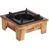 Jerliflyer Portatile Fornello Alcool Campeggio, 7.3 x 7.3 Fornelli Ad Alcool, Metallo Fornello Alcol Campeggio con Legno Base, Interno Esterno Cucinare per Barbecue Hotpot Picnic