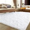 LIJIAO Tappeto Peloso Soggiorno Salotto 135 x 170 cm Antiscivolo Morbido e Soffice Tappeto a Pelo Lungo Peloso Soggiorno per Interni, Cameretta Dei Bambini, Bianco