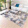 Mazovia Tappeto Salotto Moderno Astratto e Vintage Pelo Corto - Tappeti Soggiorno Turchi Originali - Tappeti Camera da Letto - Tappeti Salotto Grandi Dimensioni - Beige Blu Grigio 160 x 230 cm