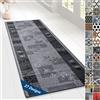 Floordirekt - Tappeto con motivo decorativo, passatoia a pelo corto, per cucina, corridoio e soggiorno, su misura, decorazione vintage ispirata all'Oriente (80 x 500 cm, grigio Akzent)