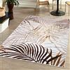 Mazovia Tappeto Salotto Moderno Pelo Corto - Tappeti Soggiorno Turchi Originali - Tappeti Camera da Letto - Tappeti Salotto Grandi Dimensioni - Motivo Piuma di palma - Beige Crema e Oro 80x150 cm