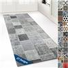 Floordirekt Tappeto passatoia con motivo, realizzato su misura, per cucina, corridoio e soggiorno, ornamento vintage a griglia orientale (80 x 600 cm, Monsano antracite)
