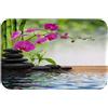 A.Monamour Tappetino per Il Bagno Antiscivolo Assorbente Morbido Verde Bambù Rosa Orchidea Fiore Nero Spa Pietre Acqua Zen Tappeto Tappetini Doccia Passatoia da Cucina Zerbino Cameretta 40x120cm