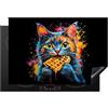 KitchenYeah© Copri Piano Cottura Coprifornelli Tappetino per Induzione | 77x51 cm - Fornello Tutto per la Cucina Gatto - Graffiti - Colore - Cialda - Cibo