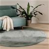 benuta Basic Tappeto salotto Furry - Verde Rotondo 200 cm - Soffice salotto - Retro antiscivolo - Lavabile - Compatibile con riscaldamento pavimento