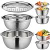 Generic Germany Multifunctional Stainless Steel Basin, Stainless Steel Shredding & Drainage Chopping Basin, 5-in-1 Kitchen Strainer, Grater & Drain Basket for Vegetables Fruits (M: 26cm/10.2in)