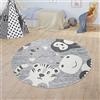 Paco Home Tappeto Bambini Cameretta Tappeto Per Esterno Rotondo Da Gioco Moderno 3D, Dimensione:Ø 120 cm tondo, Colore:Grigio 3