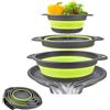 Generico Set da 3 colini pieghevoli,Colino per lavello,Colapasta pieghevole,Scolapasta pieghevole,Colino sopra il lavello(Piccolo,Medio,Grande),vassoio di scolo rimovibile,base antiscivolo,lavabile(Verde)