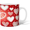 Generic Tazza da caffè in ceramica a forma di cuore, per San Valentino, giocoso a pois in pizzo rosso con manico, regalo per amici, familiari, colleghi, amanti anziani, anziani, 325 ml