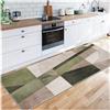 Siunwdiy Passatoia Cucina Moderno Antiscivolo Lavabile Antimacchia Verde, Marrone Motivo Geometrico Tappeto Runner Lungo per Corridoio Ufficio Entrata Casa Cucina da Ingresso,Verde,40x80cm