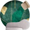Rururug Antiscivolo Lavabile Tappeto Rotondo Regionale Verde smeraldo oro geometrico Facile da Maneggiare Macchie Soggiorno Camera da Letto Computer Sedia Cuscino ø 140CM