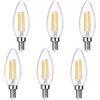 BANGSHUO 6 PCS Lampadine a LED E14 4W, Stile Vintage, C35 400 Lumen Bianca Calda 2700K,Lampadina Alogena Equivalente da 40W E14 Filamento C35 Lampadina a candela E14 Non Dimmerabile