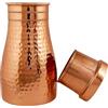 IMTRA FASHION Brocca In Rame Caraffe Da Comodino 1.2 Litro/40 Once Bottiglia D'Acqua Per Camera Da Letto Benefici Per La Salute Ayurvedici Fiaschetta Martellata Per Sport E Yoga