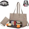 Generic Borsa Tote Donna 2 in 1 con Scomparto Termico per Pranzo, Grande da Lavoro 40cm Impermeabile, Borsa per Ufficio Viaggi Scuola Quotidiano (Cachi)