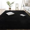 YUANWAN Tappeto Moderno Tappeto Antiscivolo 170 x 170 cm Morbido Antiscivolo Facile Pulizia Tappeto Soggiorno Peloso Antiscivolo Tappeti a Pelo Lungo per Soggiorno Home Room Décor, Nero
