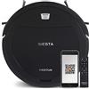 Prixton Robot Aspirapolvere Siesta, Scopa Elettrica con Grande potenza di aspirazione 1000 Pa, WiFi e App Programmabile, Pulizia automatica e intelligente: spazza, lava, aspira, 20 Watt, Colore Nero