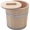 Generic Barile tradizionale in legno con coperchio, capacità 10 l, altezza 27,5 cm, struttura in legno di abete