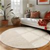 Carpettex Shaggy Tappeto Salotto Moderno 160 cm Rotondo Crema - Tappeto per scendiletto Camera da Letto, Soggiorno y Cucina - Tappeto Fluffy y Morbido, facile manutenzione, Monocromatico