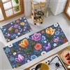 JEDTAKCT 2 Pezzi Tappetino Da Cucina Antiscivolo Con Rose Tulipani Fiori Blu Scuro, Set Di Tappetini E Tappeti Piante Rustiche Lavabili Per Corridoio Sala Da Pranzo Ingresso, 50X80+50X150Cm