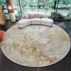 Generico Beige Tappeto Rotondo 60 cm - Antiscivolo Lavabile Tappeti per Cameretta Soggiorno, Elegante Lusso Alla Moda Marmo Stampa Morbido Flanella Tappeto Rotondo per Divano