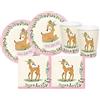 pot Kit n.2 Accessori Tavola festa a tema cerbiatto Deer Little One piccolo cervo per party compleanno bambina nei toni pastello del rosa