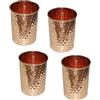 OSNICA Set di 4 bicchieri in rame puro martellato per la guarigione ayurvedica prodotti da tavola, 4 pezzi, altezza 9,5 cm