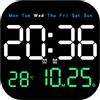 Homefurnishmall Moderno orologio da parete a LED con calendario, termometro e fasi lunari, dimmer a 10 livelli, telecomando, doppia alimentazione, sveglia digitale quadrata per casa e ufficio (tre colori)