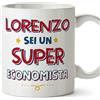 Mugffins Tazza Personalizzata in ceramica per ECONOMISTA uomo 11 oz / 350 ml - In italiano - Sei Super - Idea regalo per compleanno, anniversario, natale, laurea