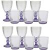 COSE DA CASA Set 12 Bicchieri 6 acqua 6 vino calici con piede in Vetro trasparente viola da tavola Eleganti Stile Raffinatezza in casa per Ogni Tavola e Occasione bar hotel ristorante