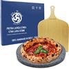 My Friend Sicilia - SET PIETRA LAVICA ETNEA PIZZA + PALA PIZZA - TONDA DIAMETRO 35cm - cottura sana e naturale (Pietra lavica + Pala)