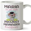 Mugffins Tazza Personalizzata in ceramica per PROJECT MANAGER donna 11 oz / 350 ml - In italiano - Koalificati Personalizzati - Idea regalo per compleanno, anniversario, natale, laurea