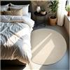 TecTake® Tappeto Salotto, Tappeto Pelo Corto, Tappeti Salotto Design Elegante, Tappetino morbido, Lavabile in Lavatrice, Ideale per Sala da Pranzo, Camera da Letto, Studio, Soggiorno - Beige - Ø 120cm