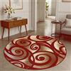 VARIKASHOM Tappeto Rotondo Moderno Pelo Corto, Rosso Giallo Geometrico Art Deco, Rosso, Round 90 cm,Tappeti Soggiorno, Camera da Letto, Cameretta, Antiscivolo, Lavabile,