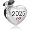 PHCLASY 2025 Cuore Graduation Charms Compatibile con Bracciali e Collane Europei, Stagione di Laurea Per le Donne