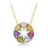 Carleen Oro 14kt (585) Solido Collana per Donna con Gemma Naturale Pendente Birthstone Rotondo Gioielli - Catena Lunghezza: 40 + 5 cm