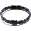 Aotiwe Braccialetti in pelle, matching Bracelets Semplicità Quando si tessere in acciaio Regali per gli uomini, 21.5CM, Pelle, Senza Gemstone
