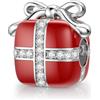 LANBEIDE Ciondolo natalizio per charm Pandora, in argento sterling 925, con fiocco di neve, Babbo Natale, cane, gatto, per Pandora, regalo di Natale per donne, Argento sterling, Zircone
