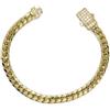 Never Say Never Bracciale Cubana da Uomo in Oro Giallo 18k - 7mm - 21cm - 13.30g - Chiusura Monaco con 28 zirconi