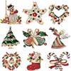 Theaque 9 spille natalizie con strass di cristallo, decorazioni natalizie, gioielli di Natale, spille per donne e ragazze, Ottone