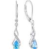 YL Orecchini Infinito Argento 925 con pietra portafortuna di Marzo Acquamarina Orecchini per Donna
