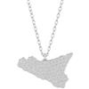 amorili Collana Sicilia Donna in Argento 925 con Zirconi | Ciondolo Mappa Sicilia Elegante | Gioiello Regalo Donna Made in Italy cll2178