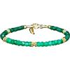 Gems_Hub Bracciale placcato oro con perline verde smeraldo sfaccettato - Rondelle 3,5 mm - 17,8 cm regolabile - per uomo e donna |FIZA_LINK_02444, 7 inch Adjustable, Ottone Gemma Ottone Gemma Verde