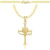 AMAR PRAGNA, collana in oro 925/585 con croce per donna/uomo, intrecciata originale, larghezza 3,8 mm, collana in oro, collana con croce in oro 585, 60 cm, Argento