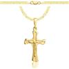 AMAR PRAGNA, collana in oro 925/585 con croce per donna/uomo, intrecciata originale, larghezza 3,8 mm, collana in oro, collana con croce in oro 585, 50 cm, Argento