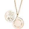 Gravado Collana da Donna in Acciaio Inox Color Oro con 2 Pendenti Circolari, Albero della Vita, Incisione Personalizzabile con Nomi