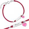 Sakrami Bracciale Argento 925 Bimba Cordoncino Rosso Cuore Rosa Piastrina Incidibile Kids Collection + Confezione Regalo Personalizzata - Braccialetto per Nascita Comunione o Battesimo