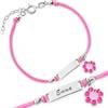 Sakrami Bracciale Argento 925 Per Bambina Con Cordoncino Rosa Margherita Smaltata Kids Collection + Confezione Regalo Personalizzata - Braccialetto per Nascita Comunione o Battesimo